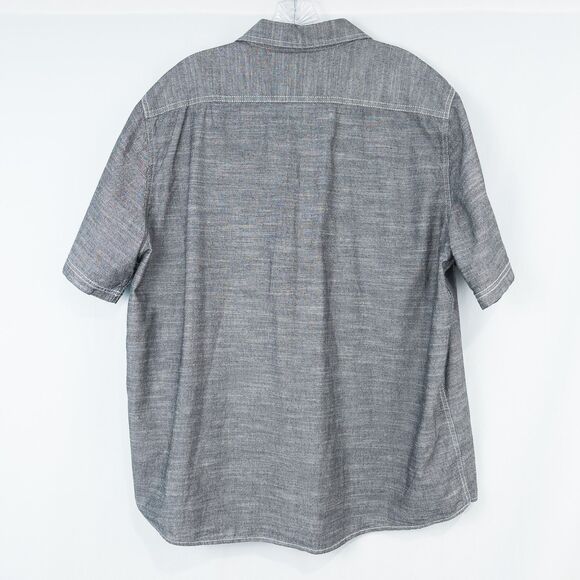 Woolrich Atlas Short Sleeve Button Front Shirt Mens XL Charcoal Cotton Pockets - Picture 2 of 12